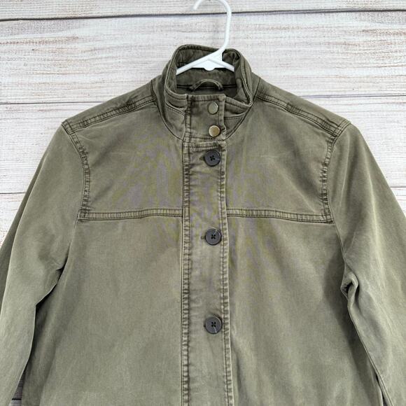 Lucky Brand Military Button Down jacket Womens Small Green Stretch - Picture 3 of 12